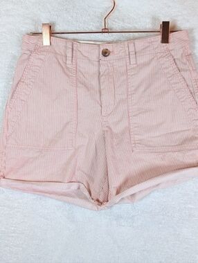 84-GAP Pink Striped High Waist Shorts